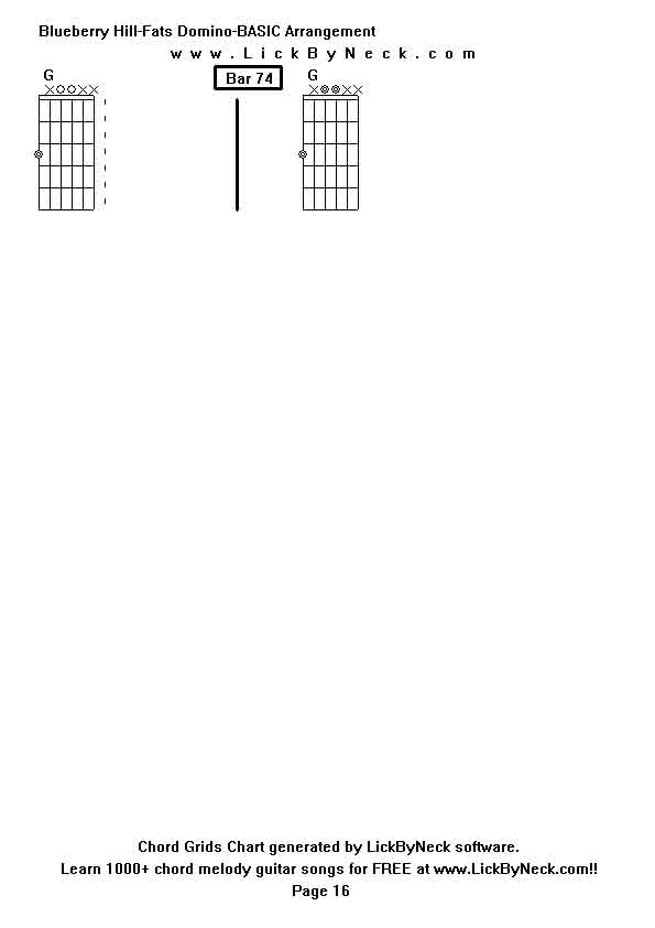 Chord Grids Chart of chord melody fingerstyle guitar song-Blueberry Hill-Fats Domino-BASIC Arrangement,generated by LickByNeck software.